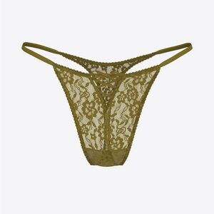 Victoria’s Secret Lace Floral Thong Olive Green